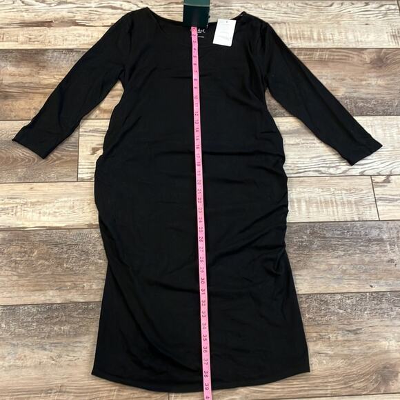 NWT INGRID AND ISABEL Black Ruched Maternity Dress Large - Picture 4 of 7
